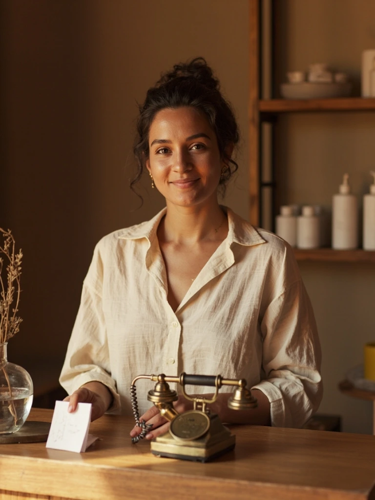 Sofía Mendoza, client concierge, at the atelier desk
